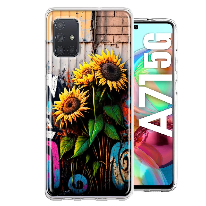 For Samsung Galaxy A71 4G Sunflowers Graffiti Painting Art Design Hybrid Protective Phone Case Cover