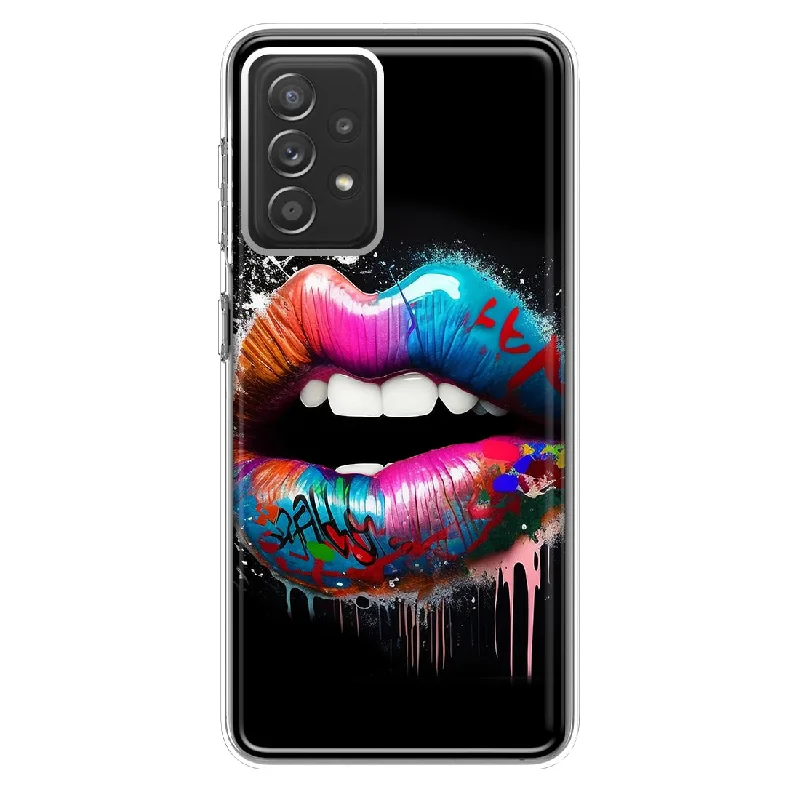 For Samsung Galaxy A72 Colorful Lip Graffiti Painting Art Design Hybrid Protective Phone Case Cover