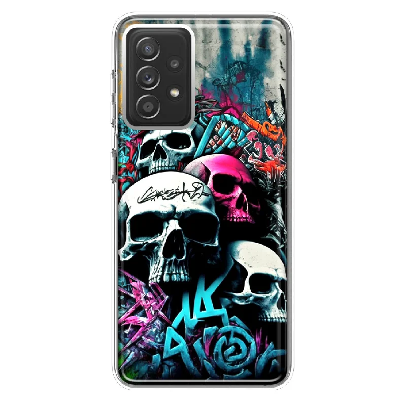 For Samsung Galaxy A72 Skulls Graffiti Painting Art Design Hybrid Protective Phone Case Cover