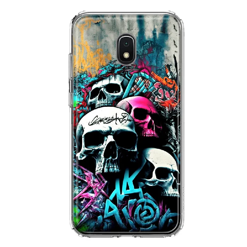 For Samsung Galaxy J3 Express/Prime 3/Amp Prime 3 Skulls Graffiti Painting Art Design Hybrid Protective Phone Case Cover