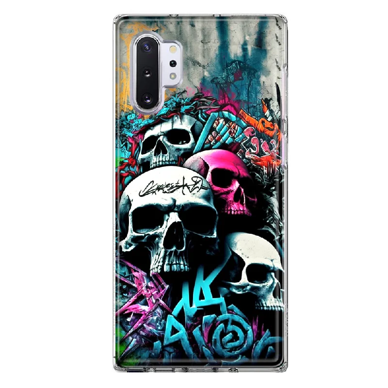 For Samsung Galaxy Note 10 Plus Skulls Graffiti Painting Art Design Hybrid Protective Phone Case Cover