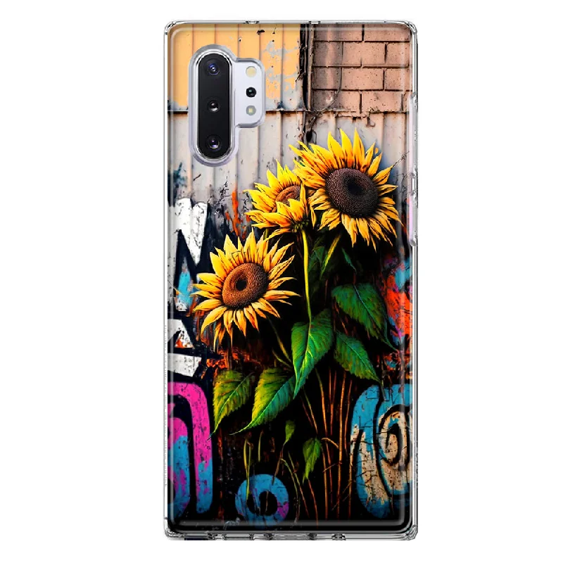 For Samsung Galaxy Note 10 Plus Sunflowers Graffiti Painting Art Design Hybrid Protective Phone Case Cover