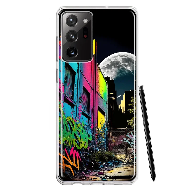 For Samsung Galaxy Note 20 Ultra Urban City Full Moon Graffiti Painting Art Design Hybrid Protective Phone Case Cover