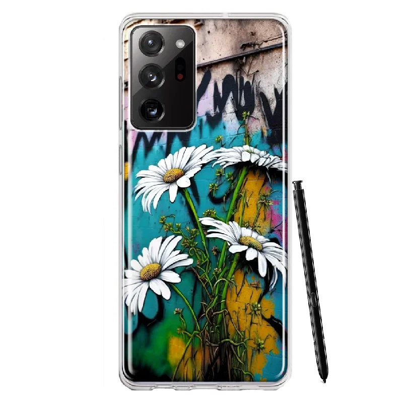 For Samsung Galaxy Note 20 Ultra White Daisies Graffiti Wall Art Painting Design Hybrid Protective Phone Case Cover