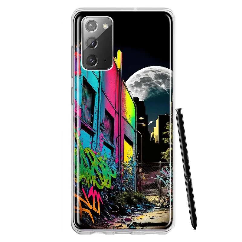 For Samsung Galaxy Note 20 Urban City Full Moon Graffiti Painting Art Design Hybrid Protective Phone Case Cover