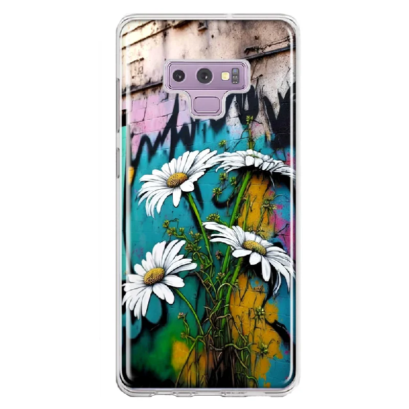 For Samsung Galaxy Note 9 White Daisies Graffiti Wall Art Painting Design Hybrid Protective Phone Case Cover