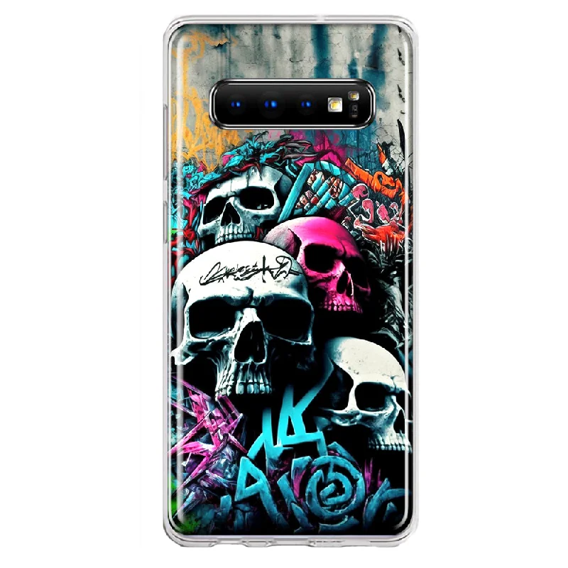 For Samsung Galaxy S10 Plus Skulls Graffiti Painting Art Design Hybrid Protective Phone Case Cover