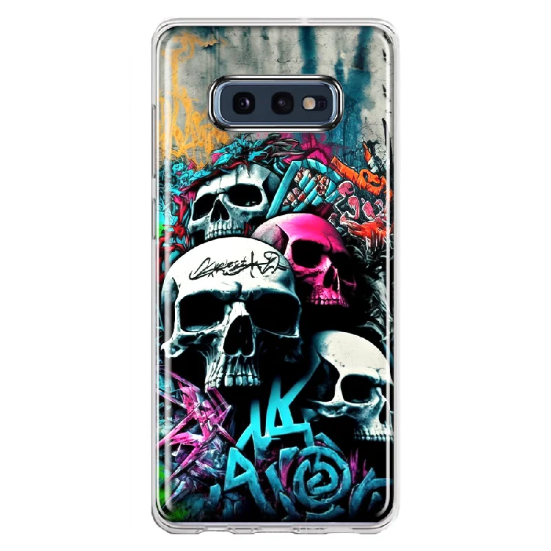 For Samsung Galaxy S10e Skulls Graffiti Painting Art Design Hybrid Protective Phone Case Cover