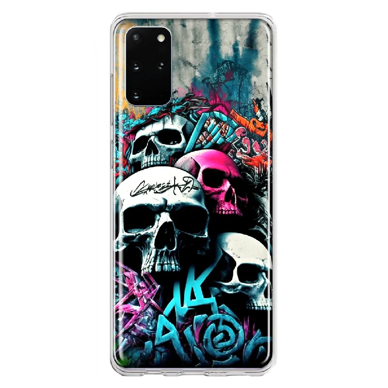 For Samsung Galaxy S20 Plus Skulls Graffiti Painting Art Design Hybrid Protective Phone Case Cover