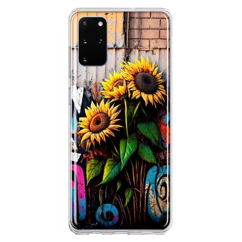 For Samsung Galaxy S20 Plus Sunflowers Graffiti Painting Art Design Hybrid Protective Phone Case Cover