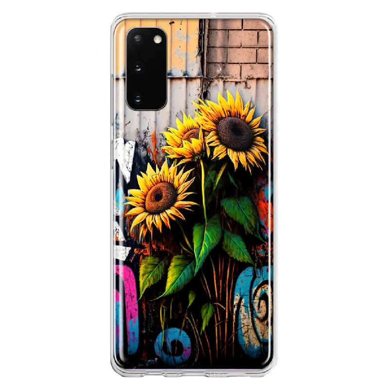 For Samsung Galaxy S20 Sunflowers Graffiti Painting Art Design Hybrid Protective Phone Case Cover