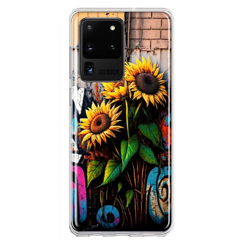 For Samsung Galaxy S20 Ultra Sunflowers Graffiti Painting Art Design Hybrid Protective Phone Case Cover