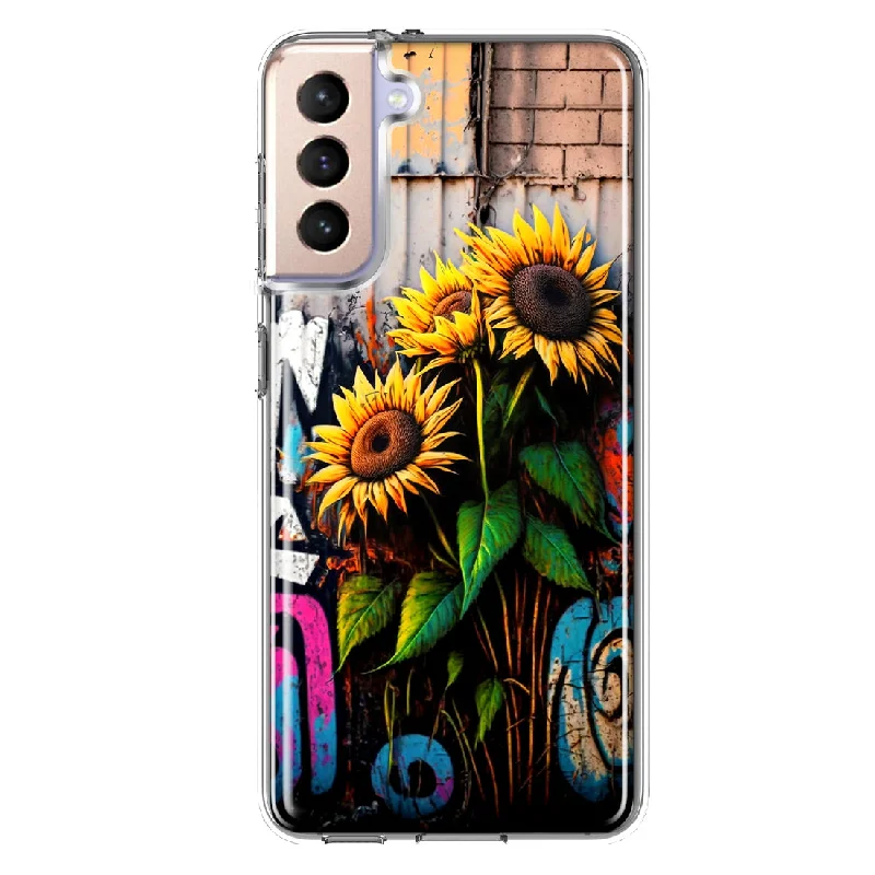 For Samsung Galaxy S21 FE Sunflowers Graffiti Painting Art Design Hybrid Protective Phone Case Cover