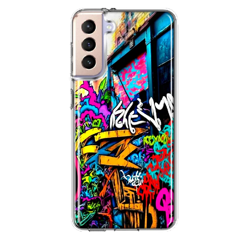 For Samsung Galaxy S21 FE Urban Graffiti Street Art Painting Design Hybrid Protective Phone Case Cover