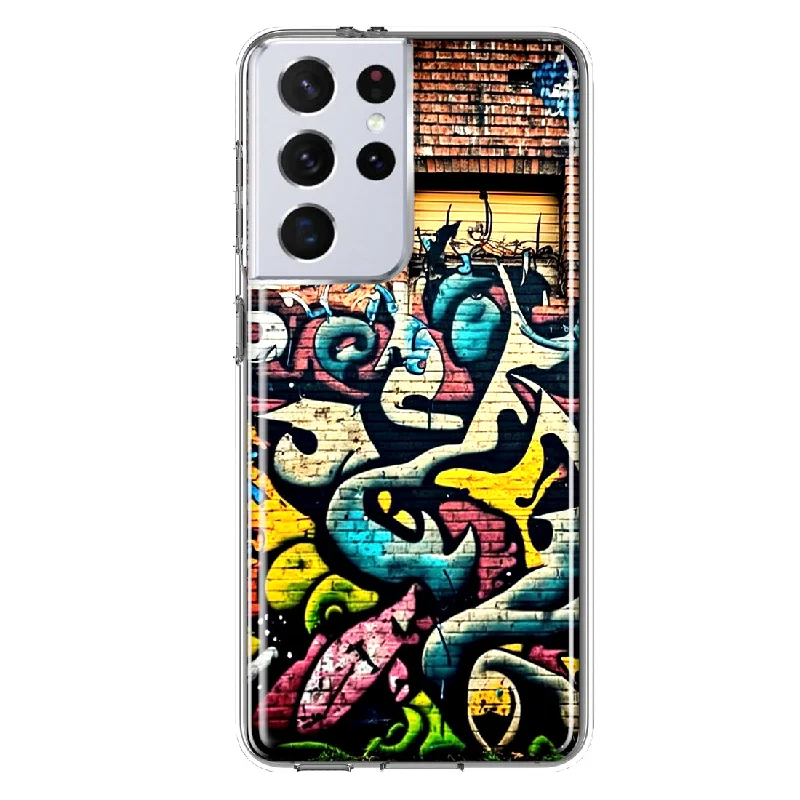 For Samsung Galaxy S21 Ultra Urban Graffiti Wall Art Painting Design Hybrid Protective Phone Case Cover