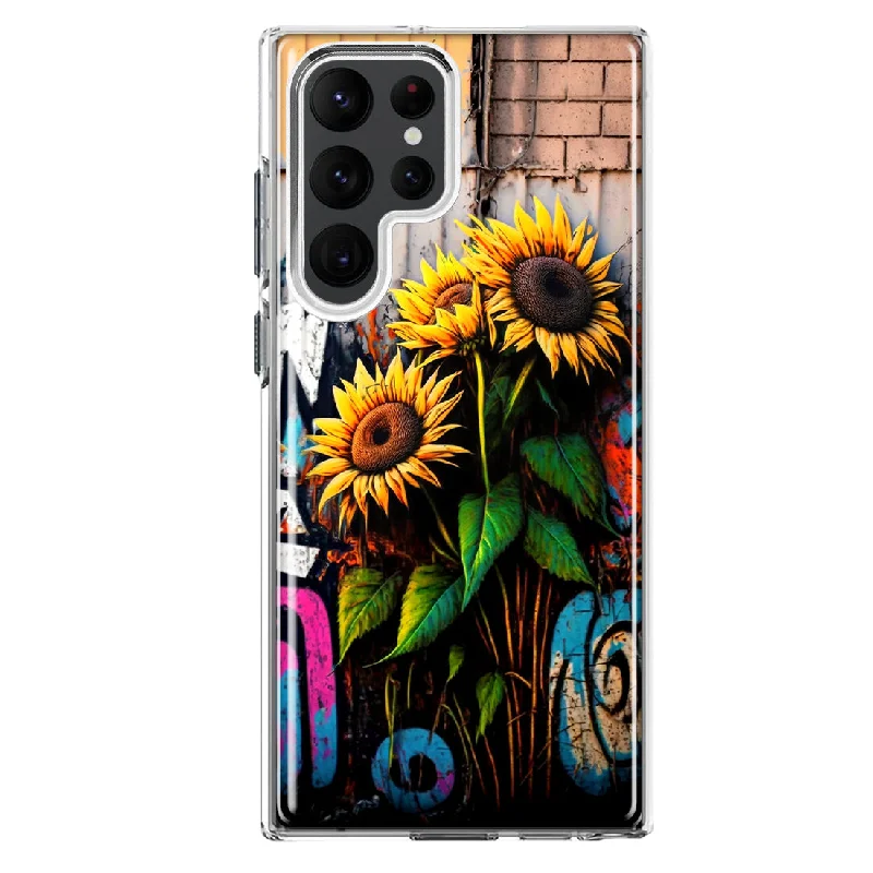 For Samsung Galaxy S22 Ultra Sunflowers Graffiti Painting Art Design Hybrid Protective Phone Case Cover