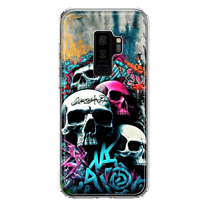 For Samsung Galaxy S9 Plus Skulls Graffiti Painting Art Design Hybrid Protective Phone Case Cover