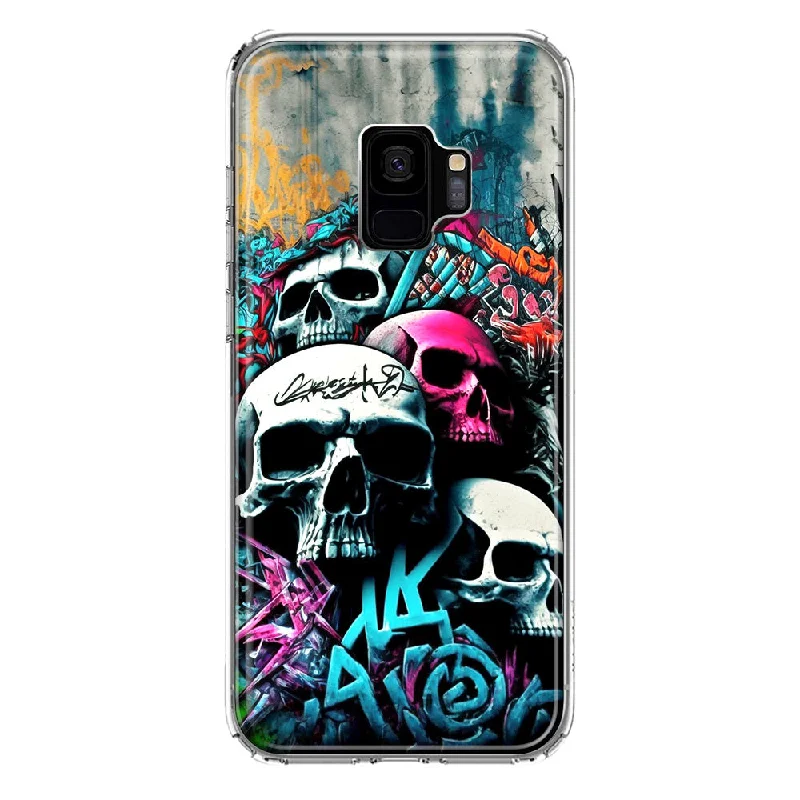 For Samsung Galaxy S9 Skulls Graffiti Painting Art Design Hybrid Protective Phone Case Cover