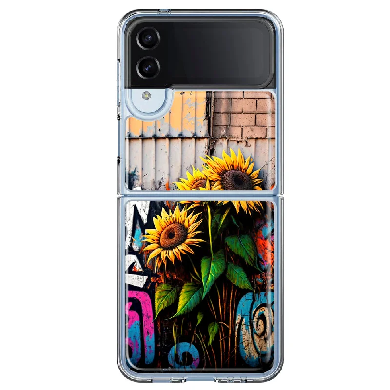 For Samsung Galaxy Z Flip 4 Sunflowers Graffiti Painting Art Design Hybrid Protective Phone Case Cover