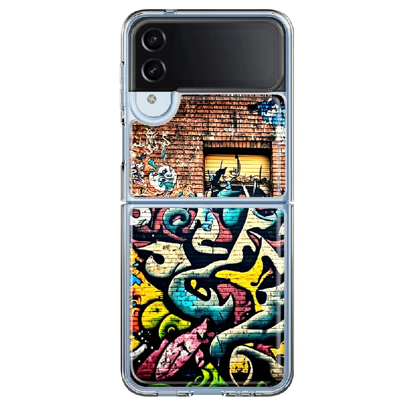 For Samsung Galaxy Z Flip 4 Urban Graffiti Wall Art Painting Design Hybrid Protective Phone Case Cover