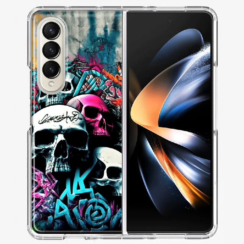 For Samsung Galaxy Z Fold 4 Skulls Graffiti Painting Art Design Hybrid Protective Phone Case Cover