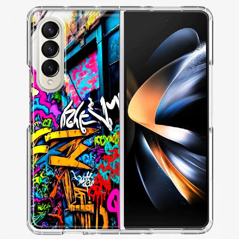 For Samsung Galaxy Z Fold 4 Urban Graffiti Street Art Painting Design Hybrid Protective Phone Case Cover