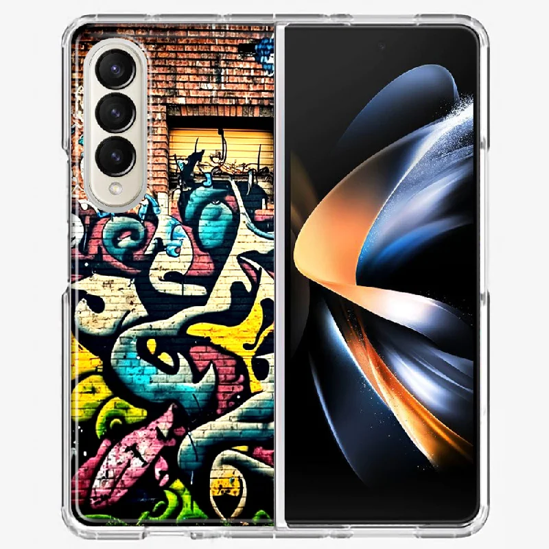 For Samsung Galaxy Z Fold 4 Urban Graffiti Wall Art Painting Design Hybrid Protective Phone Case Cover