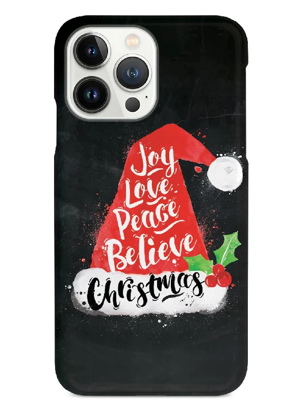 Joy, Love, Peace, Believe - Christmas Hat - Black Case