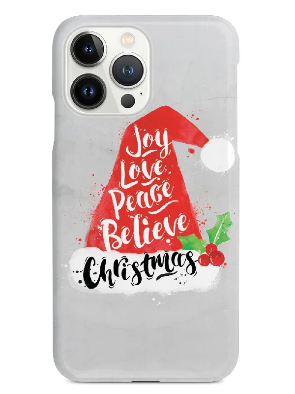 Joy, Love, Peace, Believe - Christmas Hat - White Case