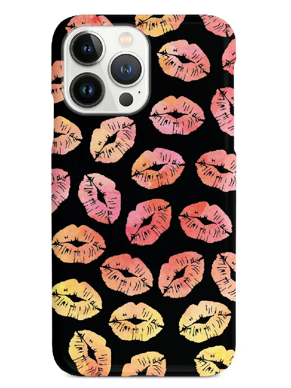 Lip Print Pattern - Sunset Colors - Black Case