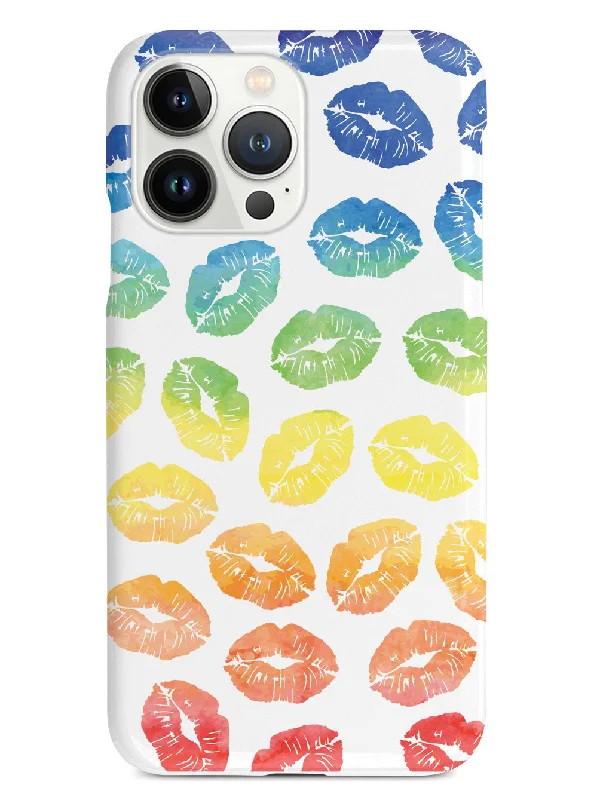 Lip Print Pattern - Watercolor Rainbow - White Case