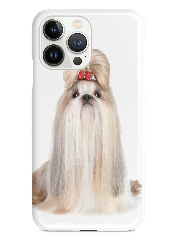 Long-Haired Shih Tzu With Bow Case