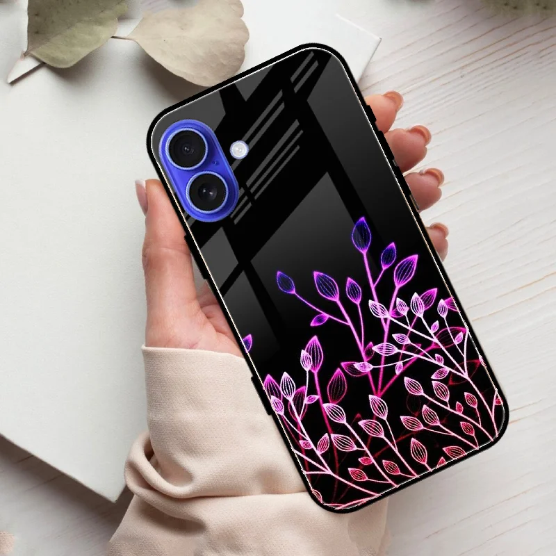 Multicolor Flower Print Glass Case Cover For iPhone