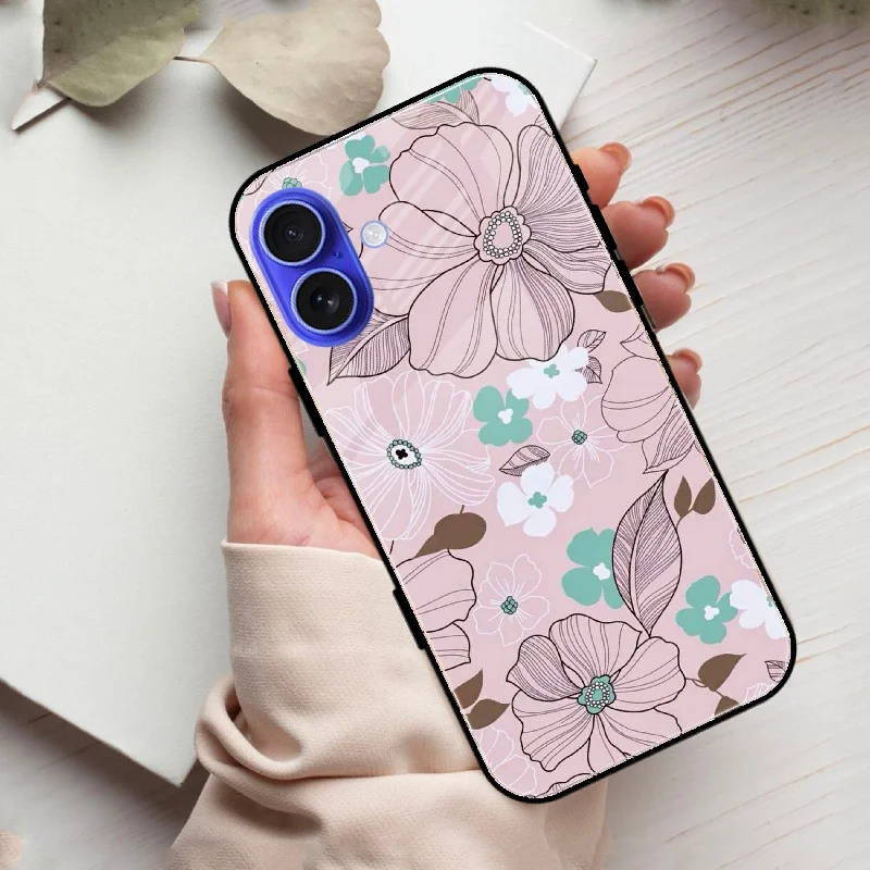 Peach Flower Glass Case Cover For iPhone