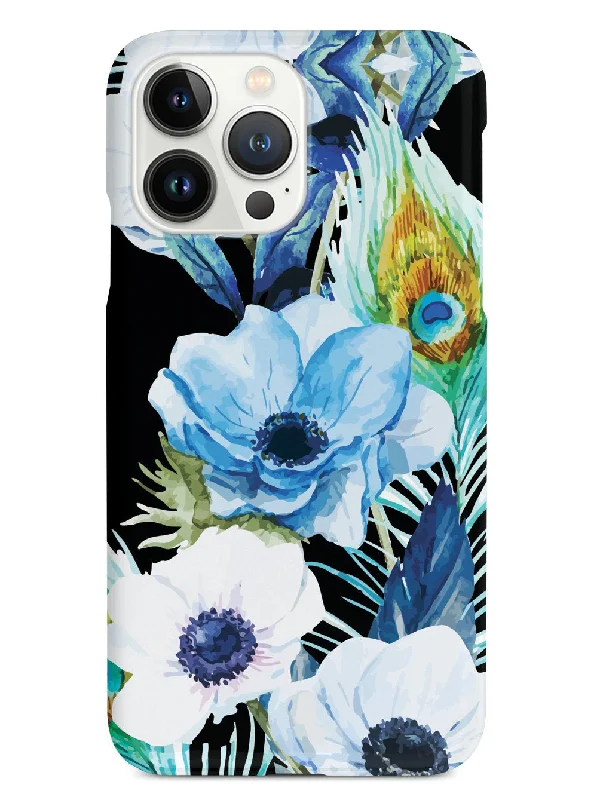 Peacock Feather Flowers - Black Case