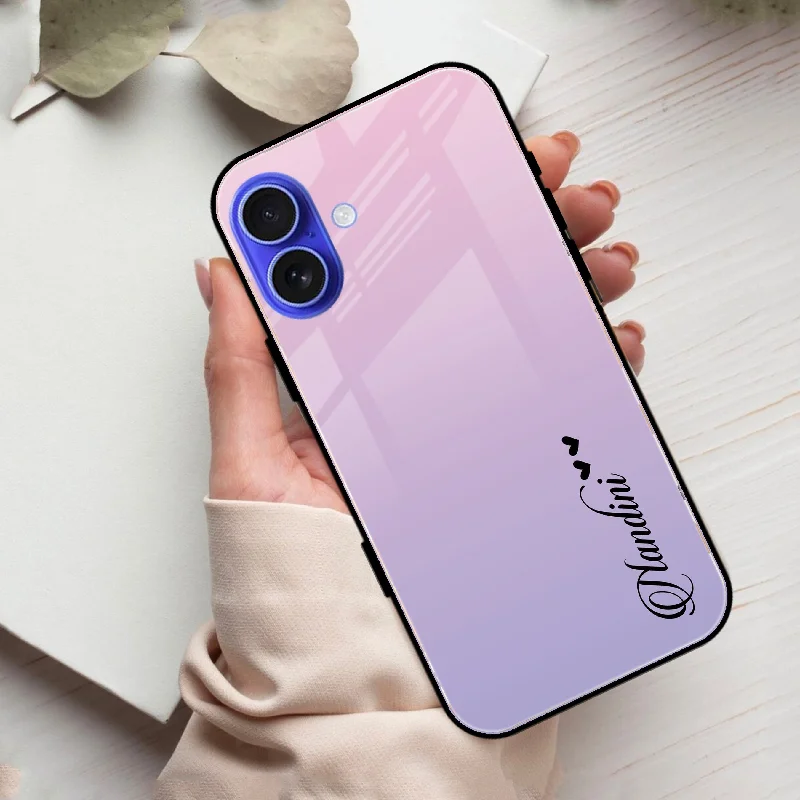 Pink Gradient Glass Case Cover For iPhone