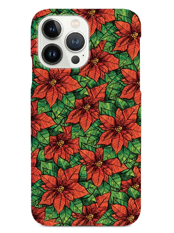 Red Poinsettia Illustration - Black Case