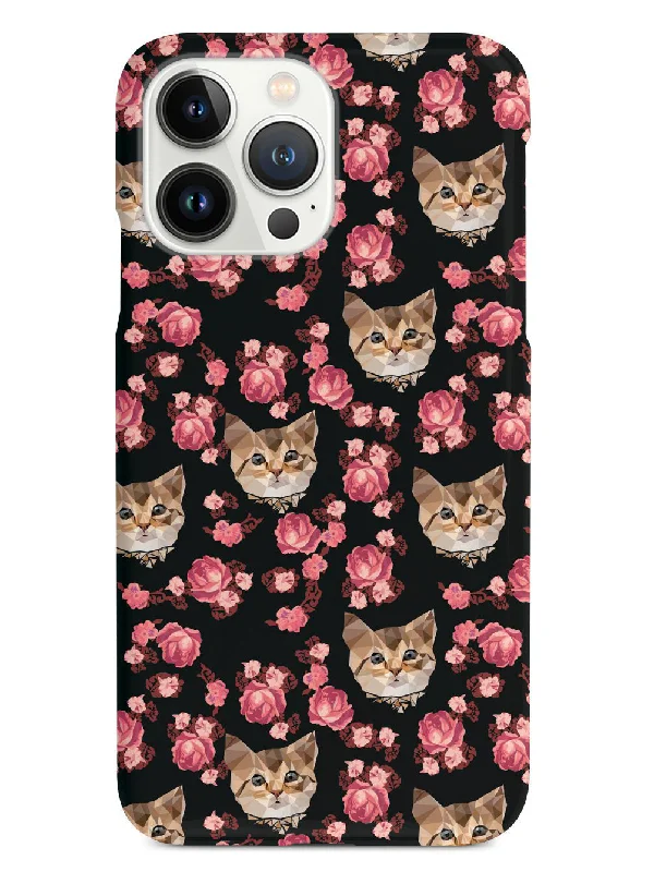 Roses and Kittens Pattern - Black Case