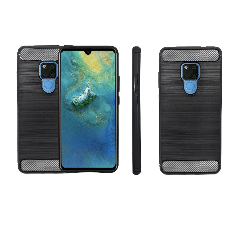 Shockproof Case Gel Skin Carbon Fibre /Brushed Metal Effect Huawei Mate 20