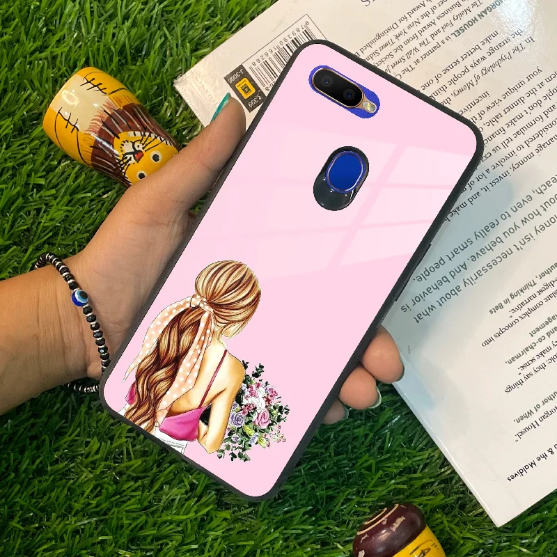 Styles Girl With Flower Glass Case For Oppo