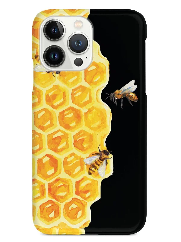 Watercolor Bees on Honeycomb - Black Case