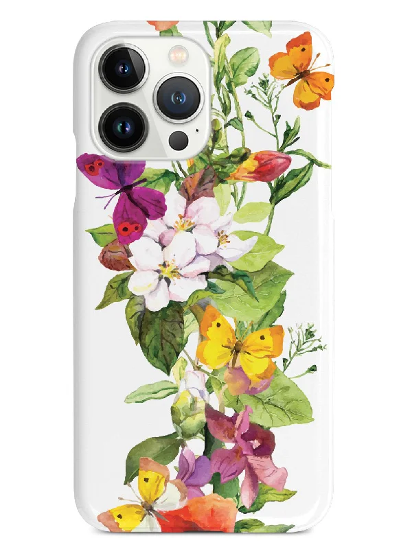 Watercolor Flowers and Butterflies Case