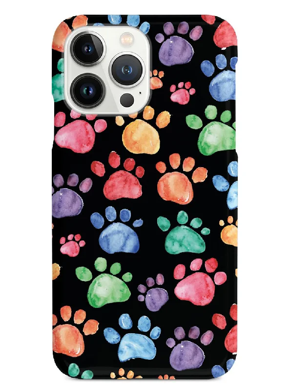 Watercolor Paw Prints - Black Case