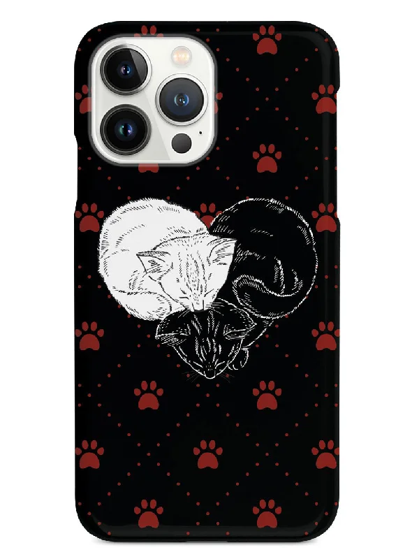 Yin Yang Cat Heart - Black Case